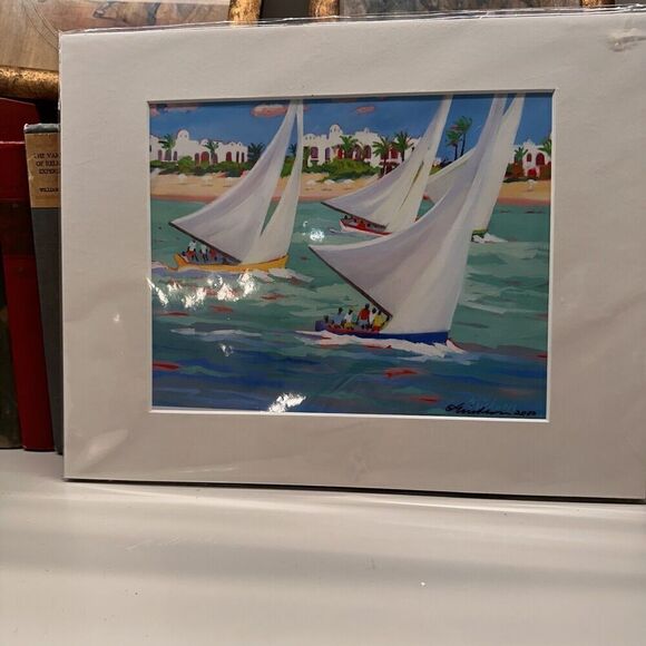 Shari Erickson Regatta Signed Print  Sail Boat St. Thomas Art Print Erickson - Picture 1 of 10